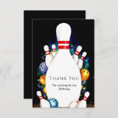 Einfache Niedliche Kinder Bowling Geburtstag Dankeskarte (Vorne/Hinten)