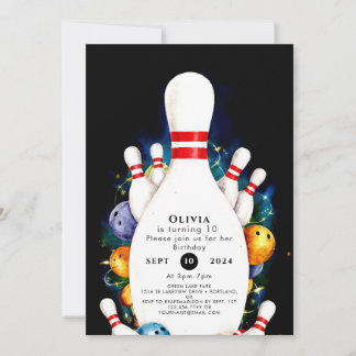 Einfache Niedliche Kinder Bowling Geburtstag Einladung