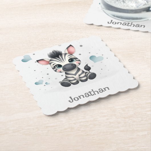 Einfache niedliche kleine Cartoon-Zebra  Untersetzer (angewinkelt)