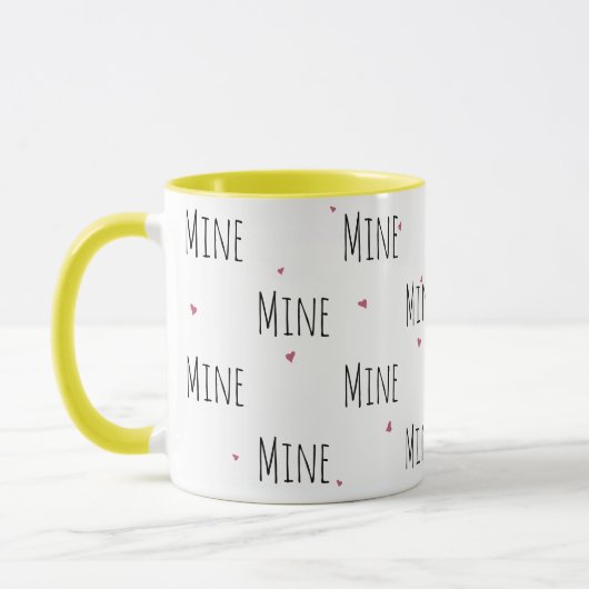 Einfache Niedliche kleine Herzen + "meine" Text |  Tasse (Links)