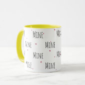 Einfache Niedliche kleine Herzen + "meine" Text |  Tasse (Vorderseite Links)