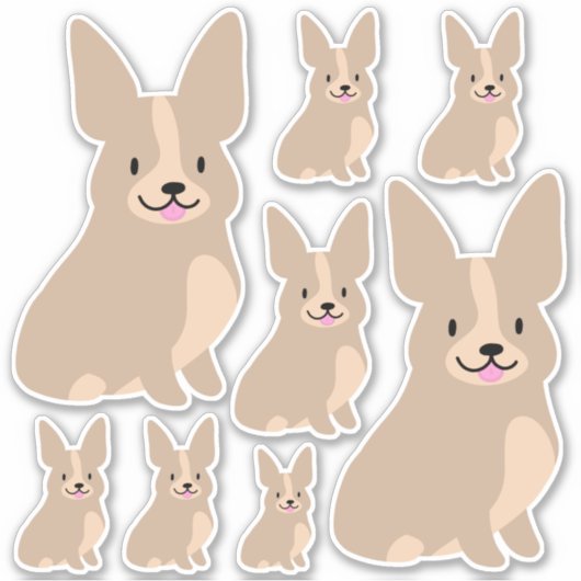 Einfache Niedliche Korgis, verschiedene Größen, Au Aufkleber (Vorderseite)