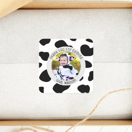 Einfache Niedliche Kuh Print Foto Vielen Dank für Quadratischer Aufkleber
