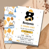 Einfache niedliche LKW-Kinder zum 8. Geburtstag Einladung