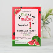 Einfache niedliche Moderne im Melon 1. Geburtstag Einladung (Stehend Vorderseite)