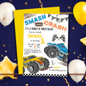 Einfache niedliche, moderne Monster-LKW Kind 1. Ge Einladung