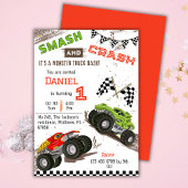 Einfache niedliche, moderne Monster-LKW Kind 1. Ge Einladung