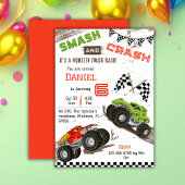 Einfache niedliche Monster-LKW Kind 6. Geburtstag Einladung