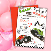 Einfache niedliche Monster-LKW Kind 7. Geburtstag Einladung