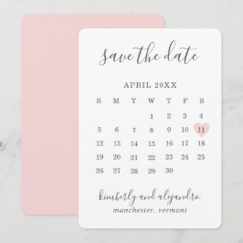 Einfache Niedliche Pink Heart Calender Wedding Save The Date