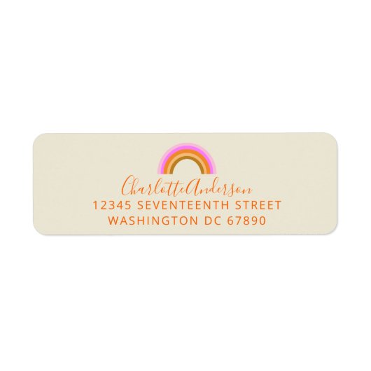Einfache Niedliche Retro-Regenbogen-Rücksendeadres (Vorne)