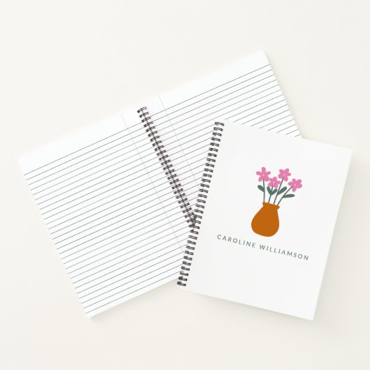 Einfache Niedliche rosa Blume in Vase Personalisie Notizblock (Innenseite)