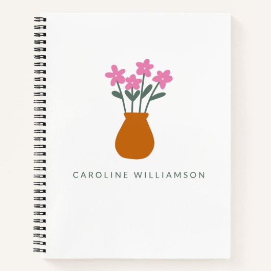 Einfache Niedliche rosa Blume in Vase Personalisie Notizblock (Vorderseite)