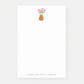 Einfache Niedliche rosa Blume in Vase Personalisie Post-it Klebezettel (Vorderseite)
