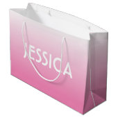 Einfache Niedliche Rosa Fading Ombre Gradient & Na Große Geschenktüte (Rückseite Schrägansicht)