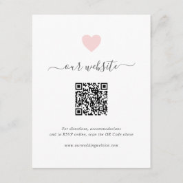 Einfache Niedliche Rosa Herz QR Code Website Hochz Begleitkarte