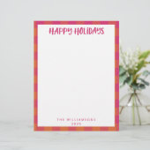 Einfache Niedliche, rosa Karierte Urlaubslandschaf Briefbogen (Stehend Vorderseite)