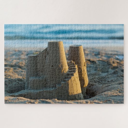 Einfache Niedliche Sandburg am Sonnenstrand Puzzle (Horizontal)