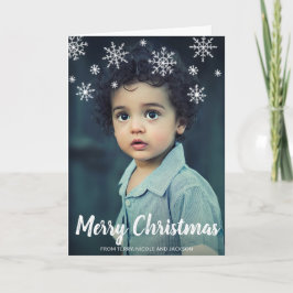 Einfache Niedliche Schneeflocken Foto Moderne Weih Feiertagskarte