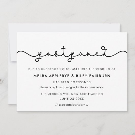 Einfache niedliche Schriftart verschoben Ankündigu Einladung (Vorderseite)