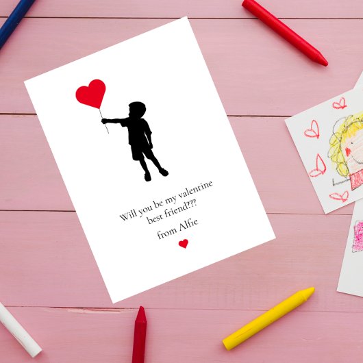 Einfache niedliche Schulkinder - moderne Valentine Feiertagskarte