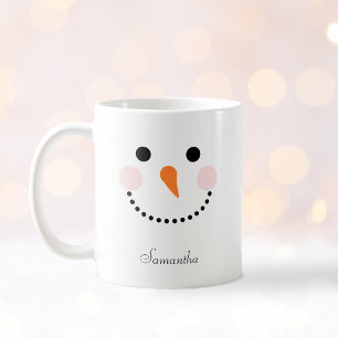 Einfache Niedliche Snowman-Face-Name Kaffeetasse