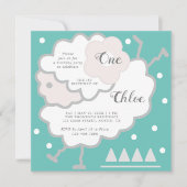 Einfache Niedliche Springlehre Cyan & White 1. Geb Einladung (Vorderseite)