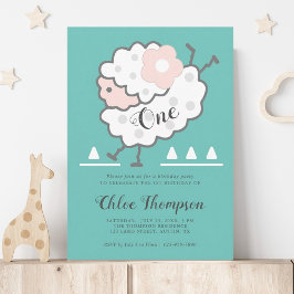 Einfache Niedliche Springlehre Cyan & White 1. Geb Einladung