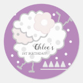 Einfache Niedliche Sprungkuppel Lavendel 1. Geburt Runder Aufkleber (Vorderseite)