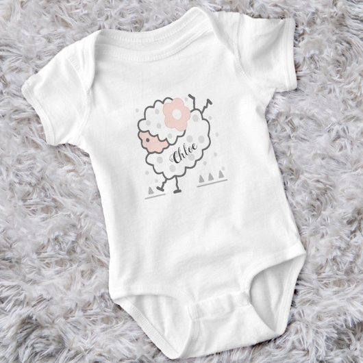 Einfache Niedliche Sprungkuppel Pink & White Baby Strampler