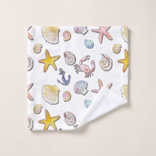 Einfache Niedliche Strandgestaltung Badhandtuch Set (Waschlappen)