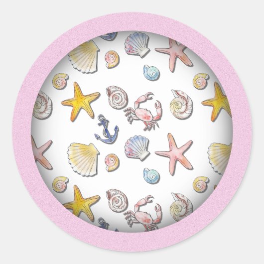 Einfache Niedliche Strandgestaltung Runder Aufkleber (Vorderseite)