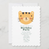 Einfache Niedliche Tigerwälder mit Tieren zum Gebu Einladung (Vorderseite)