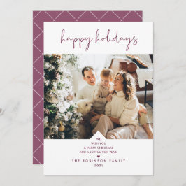 Einfache Niedliche Typografie Plum Lila Weihnachts Feiertagskarte