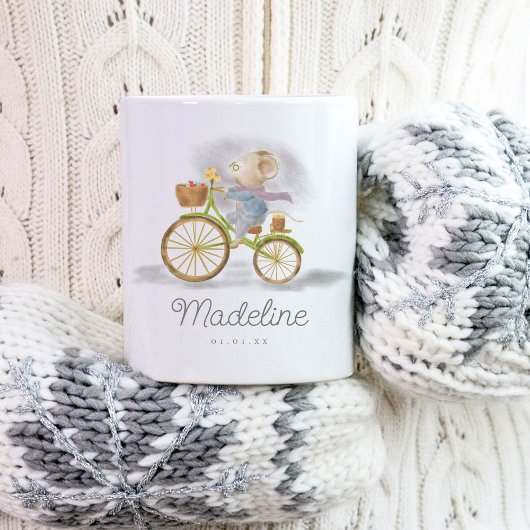 Einfache Niedliche Vintage Maus Fahrraddatum Kaffeetasse