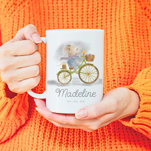 Einfache Niedliche Vintage Maus Fahrraddatum Kaffeetasse