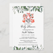 Einfache Niedliche Waldtiere Grünpflanzen Kinderdu Einladung (Vorne/Hinten)