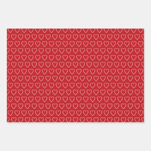 Einfache, niedliche, weiße Herzen - Valentinins Mu Geschenkpapier Set (Vorderseite 3)