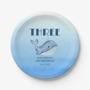 Einfache Niedliche Whale Blaue See Geburtstag Pappteller