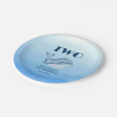 Einfache Niedliche Whale Blaue See Geburtstag Pappteller (Schrägansicht)