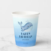 Einfache Niedliche Whale Blue Sea Happy Birthday Pappbecher (Rückseite)