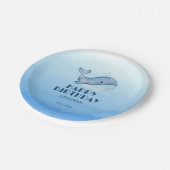 Einfache Niedliche Whale Blue Sea Happy Birthday Pappteller (Schrägansicht)