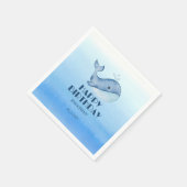 Einfache Niedliche Whale Blue Sea Happy Birthday Serviette (Ecke)