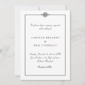 Einfache noble Schwarz-weiße Hochzeits-Mitteilung Einladung (Vorderseite)