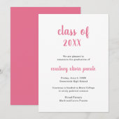 Einfache Non-Foto-Rosa-Abschluss Ankündigung (Vorne/Hinten)