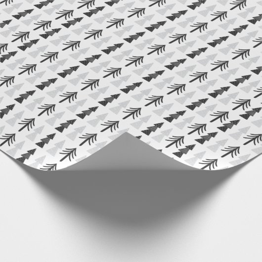 Einfache nordische Bäume | Schwarz-weiße Weihnacht Geschenkpapier (Ecke)