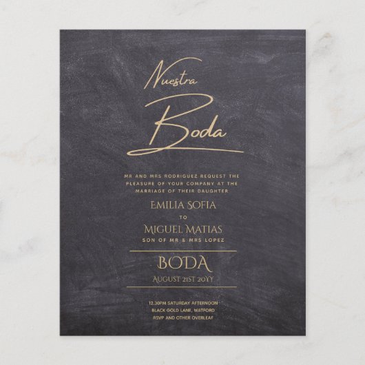 Einfache Nuestra BODA Spanischer Hochzeitstext nur (Vorderseite)