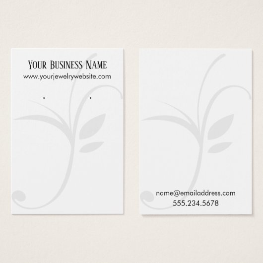 Einfache Off-White-Leaf-Ohrring-Display-Karten (Vorne & Hinten)