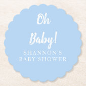 Einfache Oh Baby Light Blue Baby Dusche für Jungen Untersetzer (Vorderseite)