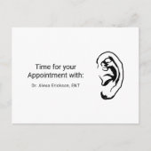 Einfache Ohr ENT Otolaryngologin Ernennung Postkarte (Vorderseite)